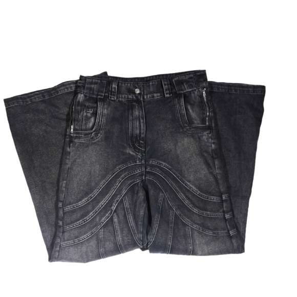No Faith Studios Heavy Black Wave Wavy Denim Jeans. - Picture 3 of 8